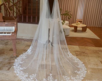 Lace Veil Cape, Bridal cape, Wedding Bridal cape veil Ivory long Modern veil Draped bridal cape cover up on shoulder, shoulder train