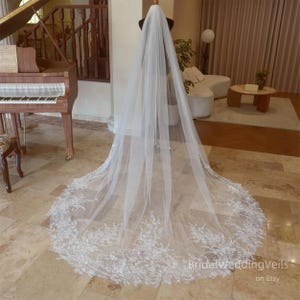 Beading Wedding Veil Cathedral Length,Shiny Bridal Veil,Hand-beaded Veils,Custom Cape/Drop/Drape/Mantilla Veils,Personalization Unique Veil