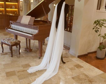 Ivory Chiffon Wedding Shawl Chapel/Cathedral Length,Removable Chiffon Bridal Wrap,Beach Bride Shawl,Neck Covering,Customized all Colors