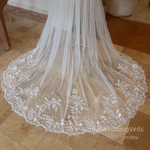 Lace Wedding Train with Pearls: Detachable Bridal Overskirt