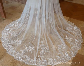 Lace Wedding Train with Pearls: Detachable Bridal Overskirt