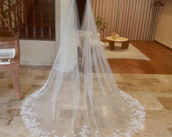 Leaf Lace Wedding Veil Cape, Bridal cape, Wedding Bridal cape veil Ivory long veil Draped bridal cape cover up on shoulder, shoulder train