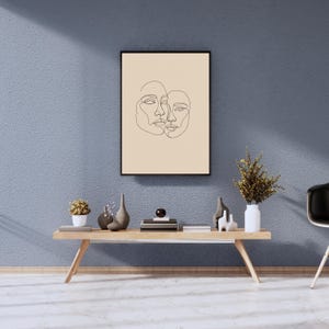 Minimalistisches abstraktes Gesicht Line Art Print | One Line Zeichnung | Wanddekoration | Digitaler Download | Ungerahmtes modernes Poster