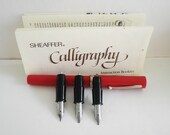 Vintage Sheaffer Calligraphy Pen w. Instructions 3 Italic Nibs Art Red