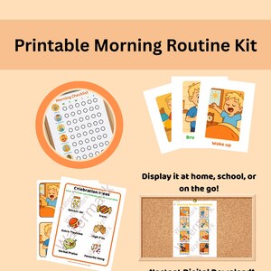 Programme visuel routine du matin pour enfants | Imprimable adapté aux autistes | Routine quotidienne | Soutien neurodivergent