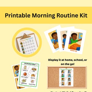 Lot imprimable Programme visuel routine du matin | Support visuel adapté aux autistes | Tableau de routine pour les enfants