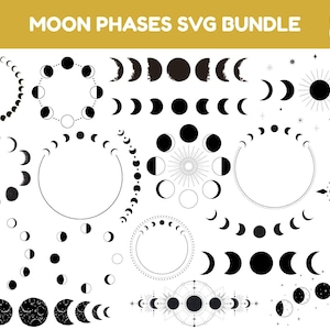 Moon Svg Bundle, Moon Phase SVG Png, Lunar Phases Svg, Moon Phase Clip Art, Crescent Moon Svg, Moon Cut File Cricut Silhouette Vector