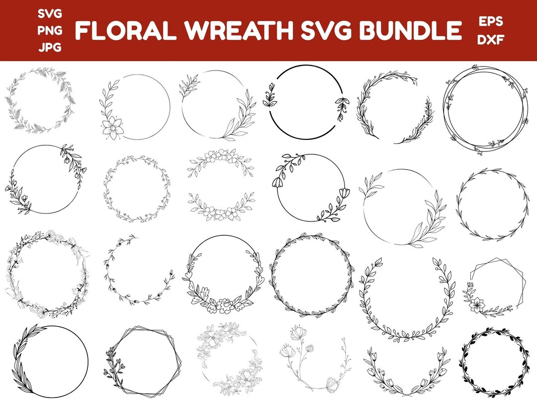 Floral Wreath SVG Bundle: Laurel Monogram, Wedding Designs (digital ...
