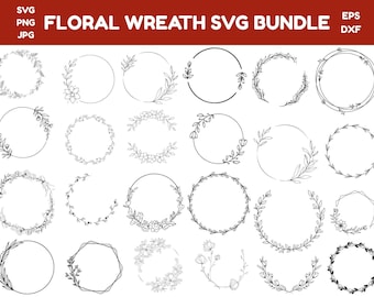 Floral Wreath SVG Bundle: Laurel Monogram, Wedding Designs (Digital Download)