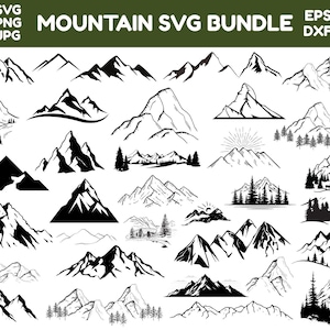 Mountains Svg bundle, Mountain Svg Hand Drawn, Forest Tree Svg, Outdoors Adventure Svg, Landscape Svg, Svg For Cricut, Mountain Silhouette