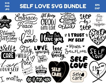 Pakiet Self Love SVG: inspirujące i motywujące pliki do wycinania (do pobrania w wersji cyfrowej)