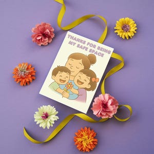 Gracias por ser mi espacio seguro Tarjeta imprimible del Día de la Madre – Mamá de salud mental, tarjeta divertida inspirada en neurodivergentes