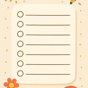 May include: A cream-colored to-do list notepad featuring the text TO DO LIST in colorful letters. The design includes a yellow star, a green pencil, an orange flower, a light blue cloud, and a rainbow. It has seven circular checkboxes.