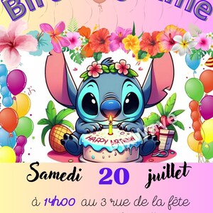 Printable Stitch Birthday Invitation Card - Customizable Stitch Birthday Invitation via Canva - Digital Kids Birthday Card