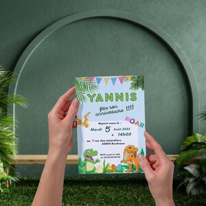 Invitation Anniversaire Dinosaure–Carte Digitale Enfant à Personnaliser–Thème Dino Garçon ou Fille–Canva–Printable PDF–Invitation à Imprimer