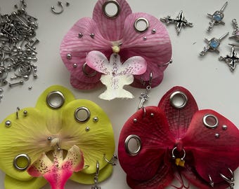 Pierced Orchid Keychain - Gold and Silver Hardware - Etsy