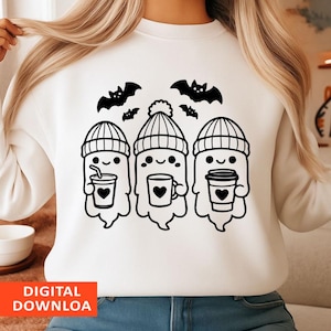 Cute Coffee Drink Ghost Shirt, Coffee Lover Ghost Shirt, Halloween Ghost Shirt, Pumpkin Coffee Shirt, Coffee Lover Gift
