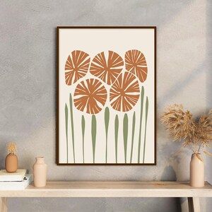 Boho Floral Botanical Wall Art Printable, Modern Abstract Botanical Art Print, Mid Century Botanical Wall Décor, Vintage Art Living Room Art