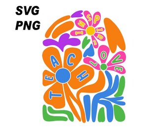 Teach Love Inspire Png, Boho Floral Teacher Png, Teacher Png, Retro Teacher Png, Teacher Gift Png, Teacher Sublimation, Back to School