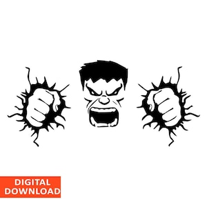 Hulk Vector Cricut Pack, Hulk Clip Art Svg Eps Silhouette File, Cut File for Cricut, Hulk Face, Svg Png, hulk png,