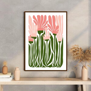 Boho Floral Botanical Wall Art Printable, Modern Abstract Botanical Art Print, Mid Century Botanical Wall Décor, Vintage Art Living Room Art