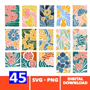 Abstract flower svg and png bundle, danish flower svg, retro flower svg, boho flower svg, floral png, boho floral png svg, groovy flower svg