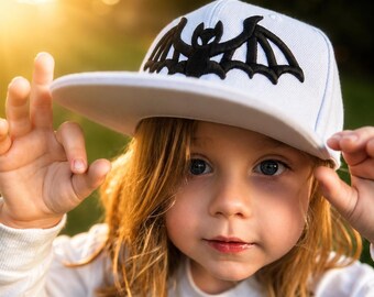 3D Puff Bat Snapback | Embroidered Hat | Halloween Hat | Gothic Kids