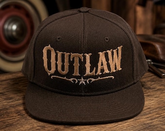 Embroidered Outlaw Snapback Hat | Western Streetwear, Dirt Bike, Garage Style