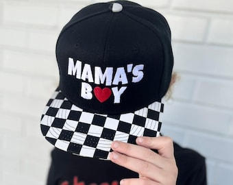 Mama's Boy Embroidered Snapback Hat | Toddler Kids Baseball Cap