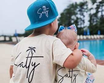 Salty Embroidered Snapback Hat | Beach Palm Tree Style