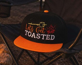 Let's Get Toasted – Embroidered Snapback Hat | Campfire Marshmallow S'mores Apparel