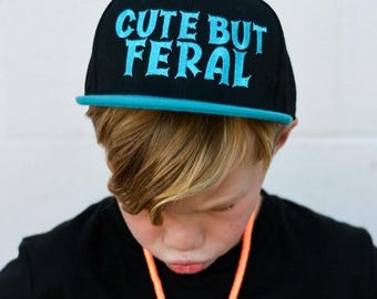 Embroidered Snapback Hat – "But Feral" Kids Baseball Cap