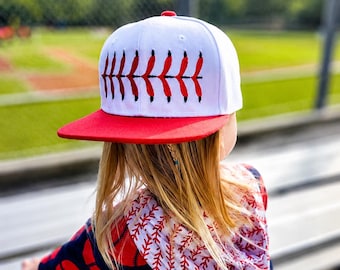 Embroidered Baseball Stitch Snapback Hat | Youth Softball Cap
