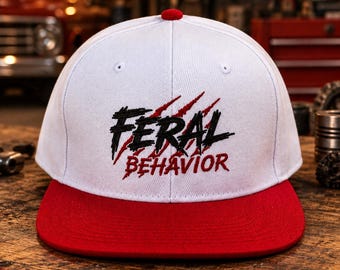 FERAL BEHAVIOR Snapback Hat | Adult Embroidered Hat | Mens Streetwear Hat | Dirt Bike Hat | Off Road Hat | SoCal Snapback