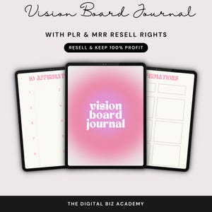 PLR Vision Board Journal, MRR Canva Manifestation Planner, Editable Goal Setting PDF, Resell Digital Product, Canva Resale Rights
