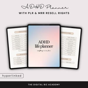 PLR ADHD Planner, MRR Digital Adhd Organiser, Editable Adhd Productivity Planner, Resellable Canva Template, Adhd Goodnotes Planner Pdf