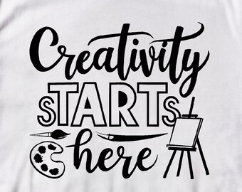 Creativity Starts Here svg, Art svg, Art Teacher svg, Art School, Art Supplies svg, Creative svg, Cricut, Silhouette  (Digital Download)