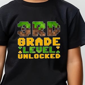 Kids&#39; Pixel Art Gaming Design PNG ‘Grade Level Unlocked’ Fun Back to School PNG SVG for Boys and Girls, Perfect for Young Gamer Digital file