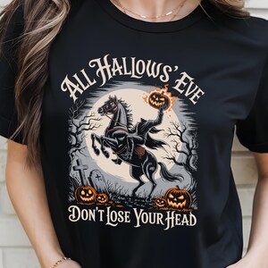 No pierdas la cabeza (PNG), Sleepy Hollow (PNG), diseño gótico de Halloween para sublimación, jinete embrujado (PNG) (descarga digital)