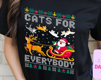 Christmas Cats and Santa Sleigh PNG, Festive Holiday PNG for Cat Lover, Cats for Everybody, Reindeer & Cats, Perfect Christmas Gift