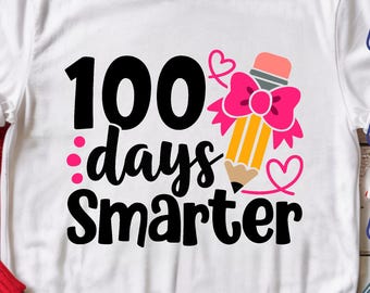 100 Days Smarter, 100 Days of School Svg, Little Miss Png, 100 Days Smarter Svg, Teacher Png, Student Svg (Digital Download)