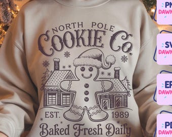 North Pole Cookie Co Funny Christmas PNG North Pole Magic Baking pNG Xmas Gingerbread Man Png, Gingerbread Cookie, (Digital Download)