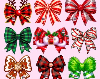 12 Christmas Bow, Christmas Coquette Bow Png, Coquette Christmas Png, Reindeer Bow Png,  Christmas Shirt Design (Digital Download)