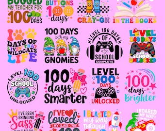 100 bundle Svg Png, 100 giorni di scuola Svg, pennellata 100 giorni di scuola Svg, 100 giorni di scuola (download digitale)