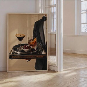 Vinyl Cocktail Bar Art Print — Espresso Martini & Old Fashioned, Bar decor image 3