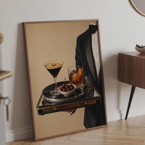 Vinyl Cocktail Bar Art Print — Espresso Martini & Old Fashioned, Bar decor image 7