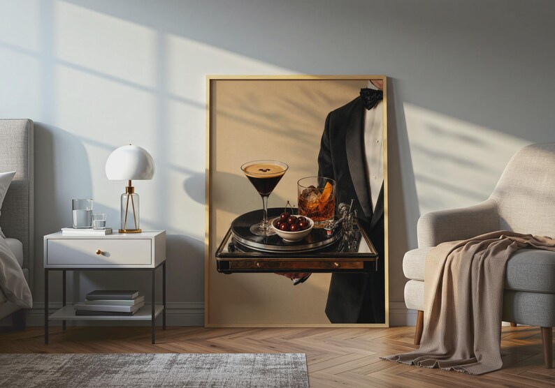 Vinyl Cocktail Bar Art Print — Espresso Martini & Old Fashioned, Bar decor image 10