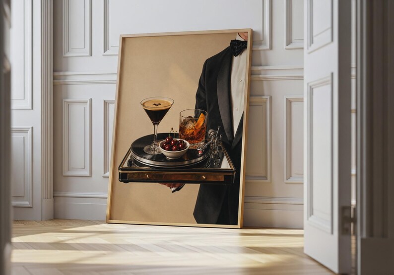 Vinyl Cocktail Bar Art Print — Espresso Martini & Old Fashioned, Bar decor image 6