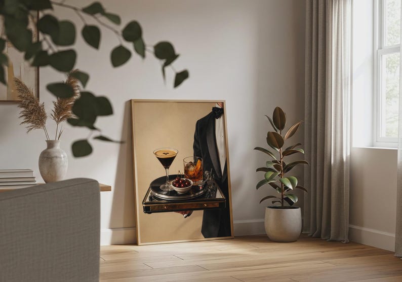 Vinyl Cocktail Bar Art Print — Espresso Martini & Old Fashioned, Bar decor image 8