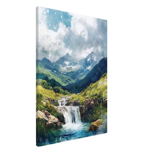 Mountain Waterfall Canvas Wall Art – Large Nature Landscape Print 28x40 inchesca | Breath of the Earth